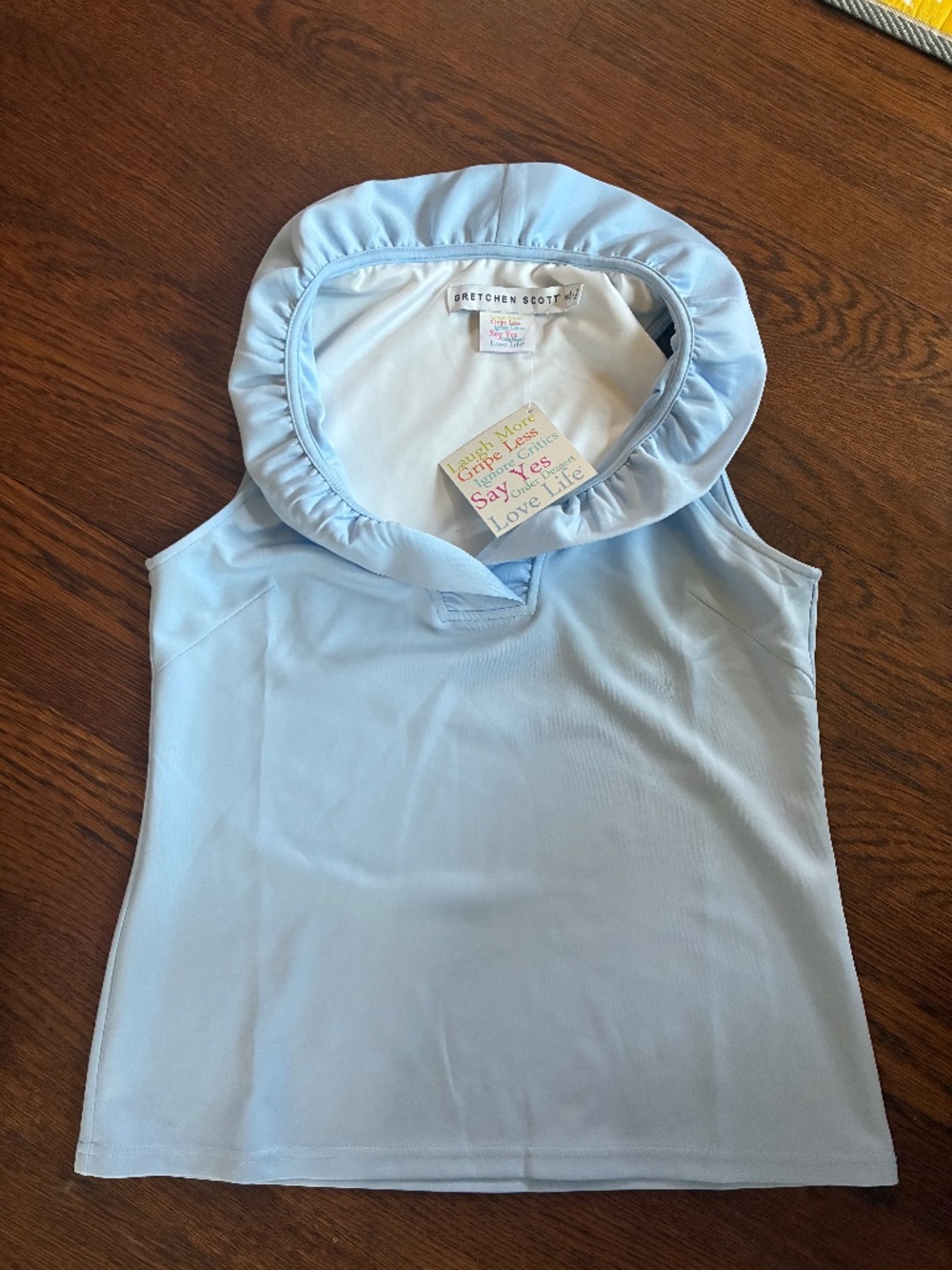 Gretchen Scott Ruffle Neck Sleeveless Top